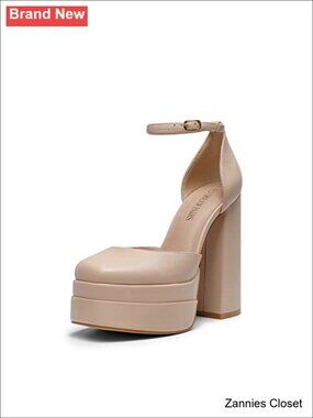 ✨ Women's Platform Closed Toe Heels Ankle Strap Square Toe Block Heel Party